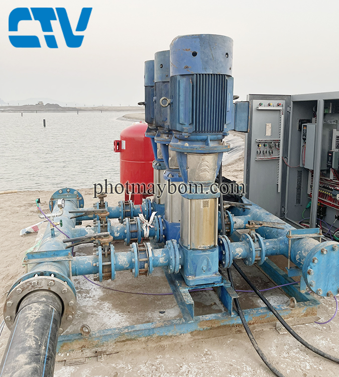 Tủ điện điều khiển cụm máy bơm tăng áp công nghiệp 37Kw bằng biến tần